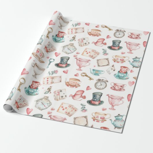 Watercolor Alice Pattern Geschenkpapier (Ungerollt)