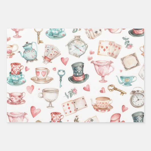 Watercolor Alice Pattern Geschenkpapier Set (Vorderseite 2)