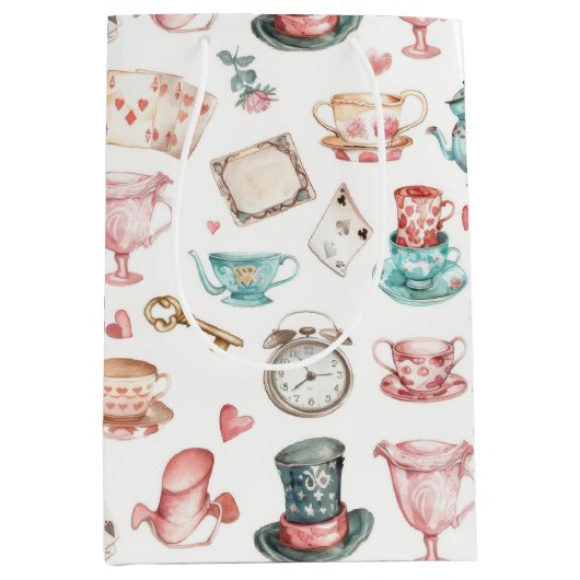 Watercolor Alice Pattern  Mittlere Geschenktüte (Vorderseite)