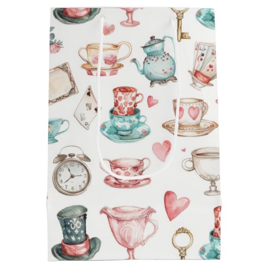 Watercolor Alice Pattern Mittlere Geschenktüte (Rückseite)