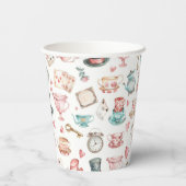 Watercolor Alice Pattern Pappbecher (Rückseite)