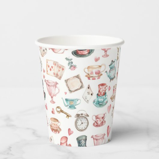 Watercolor Alice Pattern  Pappbecher (Rückseite)