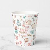 Watercolor Alice Pattern Pappbecher (Rechts)