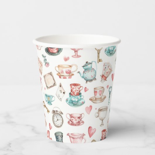 Watercolor Alice Pattern Pappbecher (Vorderseite)