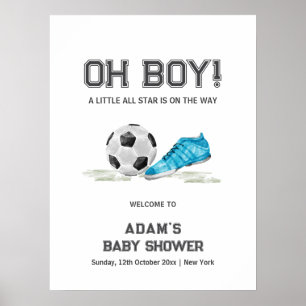 Watercolor-All-Star-Fußball-Baby-Shower-Willkommen Poster