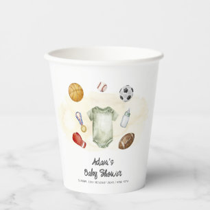 Watercolor All Star Sports Bodysuit Baby Shower Pappbecher