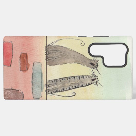 Watercolor Alley Cats Samsung Galaxy Hülle (Rückseite (Horizontal))