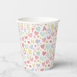 Watercolor-Alphabet & Herzen-Confetti Pappbecher