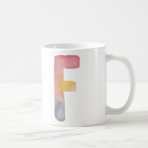 WATERCOLOR ALPHABET MONOGRAM BRIEF 'F'   MUG KAFFEETASSE