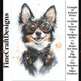 Watercolor Alsatian Puppy Dog, GSD CD8 Decoupage Seidenpapier