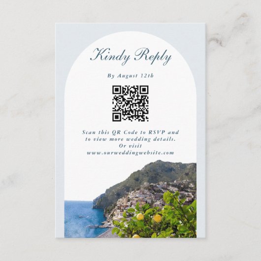 Watercolor Amalfi Coast Arch Italy Lemons Wedding Begleitkarte (Vorderseite)