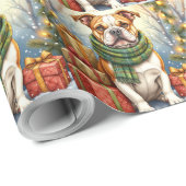 Watercolor American Bulldog Christmas Holiday Geschenkpapier (Rolleneckpunkt)