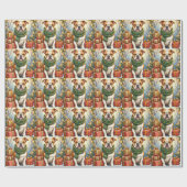 Watercolor American Bulldog Christmas Holiday Geschenkpapier (Flach)