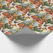 Watercolor American Bulldog Christmas Holiday Geschenkpapier (Ecke)
