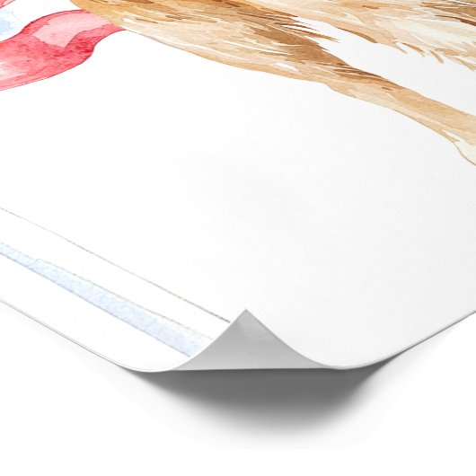 Watercolor American Flag Patriotic Dog Square Poster (Ecke)