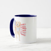 Watercolor American Flag Patriotic Dog Tasse (Vorderseite Links)