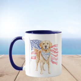 Watercolor American Flag Patriotic Dog Tasse