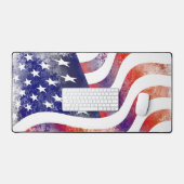 Watercolor American Flag Wave Schreibtischunterlage (Tastatur & Maus)