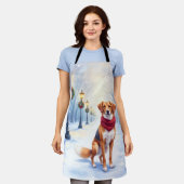 Watercolor American Foxhound Snowy Lamppost Schürze (Getragen)