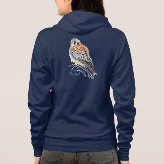 Watercolor American Kestrel Falcon Bird Hawk Hoodie (Rückseite)