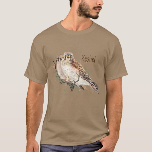 Watercolor American Kestrel Falcon Bird Hawk T-Shirt (Vorderseite)