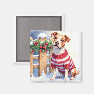 Watercolor American Pit Bull Terrier Festiv Magnet