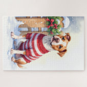 Watercolor American Pit Bull Terrier Festive Puzzle (Horizontal)