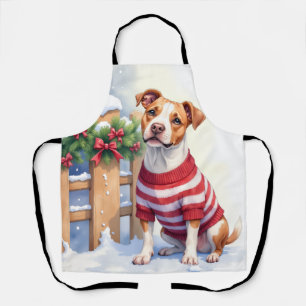 Watercolor American Pit Bull Terrier Festive Schürze