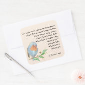 Watercolor American Robin Bird St. Francis Gebet Quadratischer Aufkleber (Umschlag)