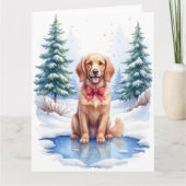 Watercolor American Water Spaniel Frozen Pond Karte (Vorderseite)