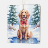 Watercolor American Water Spaniel Frozen Pond Keramikornament (Links)