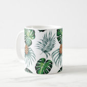Watercolor-Ananas mit Grün verlässt Muster Kaffeetasse (Vorderseite Links)