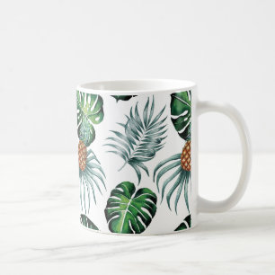 Watercolor-Ananas mit Grün verlässt Muster Kaffeetasse