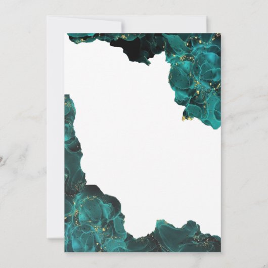 Watercolor Anastasia Black & Green Wedites Einladung (Rückseite)