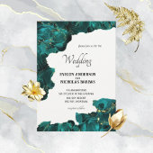 Watercolor Anastasia Black & Green Wedites Einladung