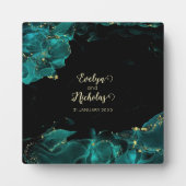 Watercolor Anastasia Wedding Black & Green Plaque Fotoplatte (Vorderseite)