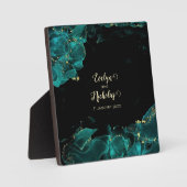 Watercolor Anastasia Wedding Black & Green Plaque Fotoplatte (Vorderseite)