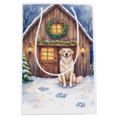 Watercolor Anatolian Shepherd Dog Rustic Barn Mittlere Geschenktüte (Vorderseite)