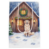 Watercolor Anatolian Shepherd Dog Rustic Barn Mittlere Geschenktüte (Rückseite)