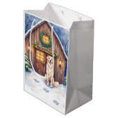 Watercolor Anatolian Shepherd Dog Rustic Barn Mittlere Geschenktüte (Rückseite Schrägansicht)