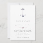 Watercolor Anchor Nautical Wedding Invitation Ankündigung (Vorderseite)
