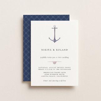 Watercolor Anchor Nautical Wedding Invitation Ankündigung