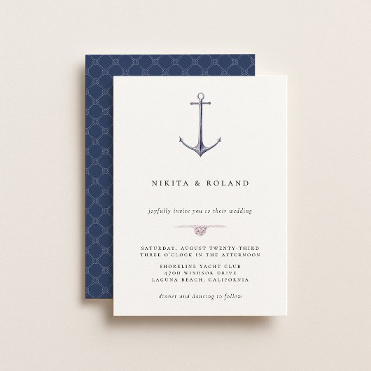 Watercolor Anchor Nautical Wedding Invitation Ankündigung