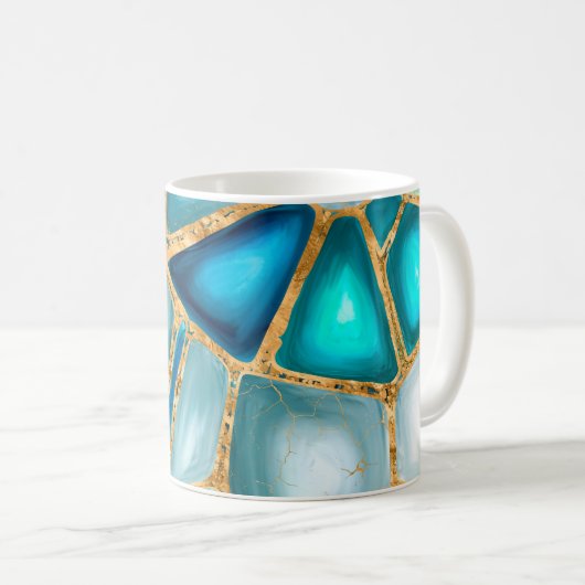 Watercolor and gold cells - ocean kaffeetasse (VorderseiteRechts)