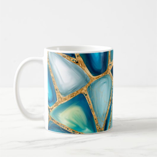 Watercolor and gold cells - ocean kaffeetasse (Links)