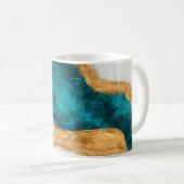 Watercolor and gold Turquoise Wave Abstract Kaffeetasse (VorderseiteRechts)