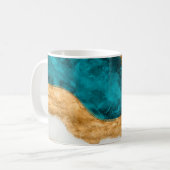 Watercolor and gold Turquoise Wave Abstract Kaffeetasse (Vorderseite Links)