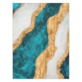 Watercolor and gold Turquoise Wave Abstract Tischdecke (Vorderseite)