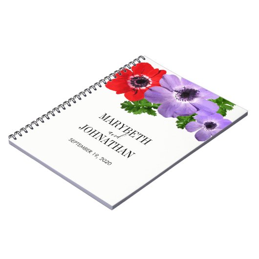 Watercolor Anemone Floral Wedding Gästebuch Notizblock (Linke Seite)