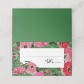 Watercolor Anemone Green Wedding Platzkarte (Außenseite Aufgefaltet)